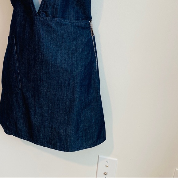 Cheap Monday Dark Denim Blue Jean Deep V Wrap Skirt Dress Size Small - Picture 7 of 8